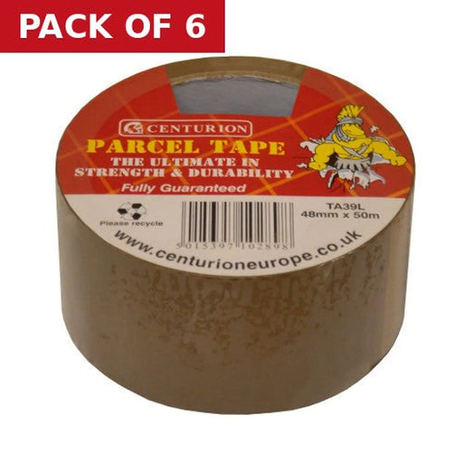 Centurion Tan Parcel Tape, 48mm x 50m - Pack of 6