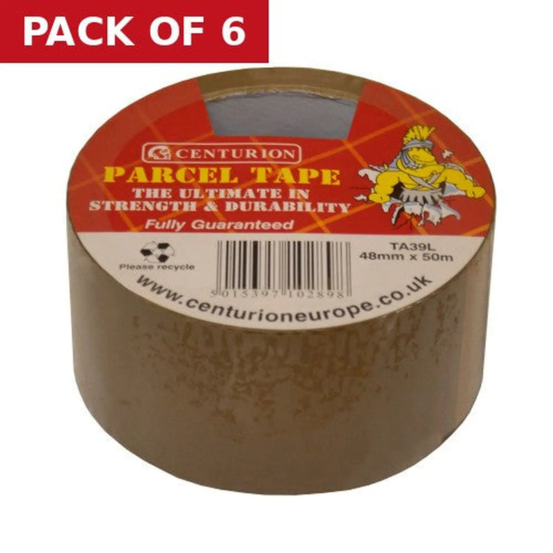 Centurion Tan Parcel Tape, 48mm x 50m - Pack of 6
