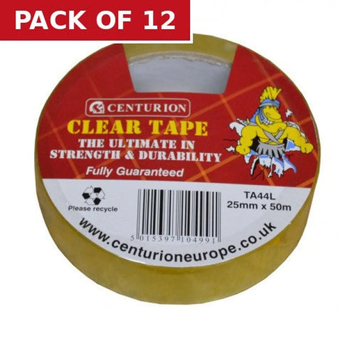 Centurion Clear Tape, 24mm x 50m - Pack of 12