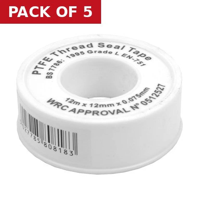 Centurion 12mm x 12m PTFE Tape - Pack of 5