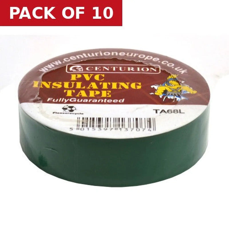 Centurion PVC Green Tape, Green M, 19mm x 20m Green - Pack of 10