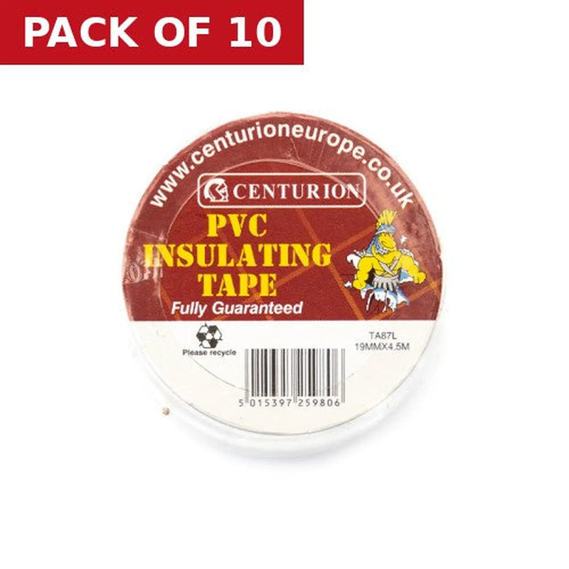 Centurion PVC White Tape, White M, 19mm x 4.5m, TA87L - Pack of 10