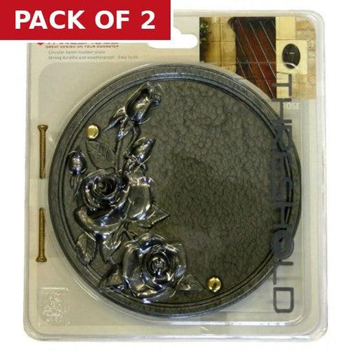 Centurion Pewter Effect Rose Plaque - Pack of 2