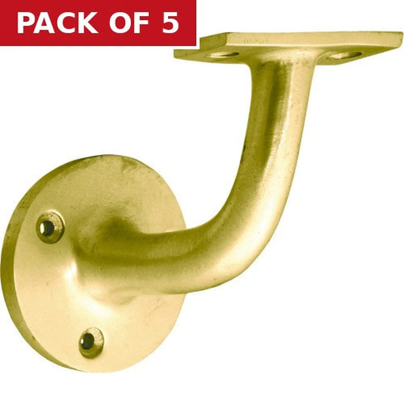 Centurion Solid Brass Handrail Bracket, Polished Brass, 65mm - Pack of 5