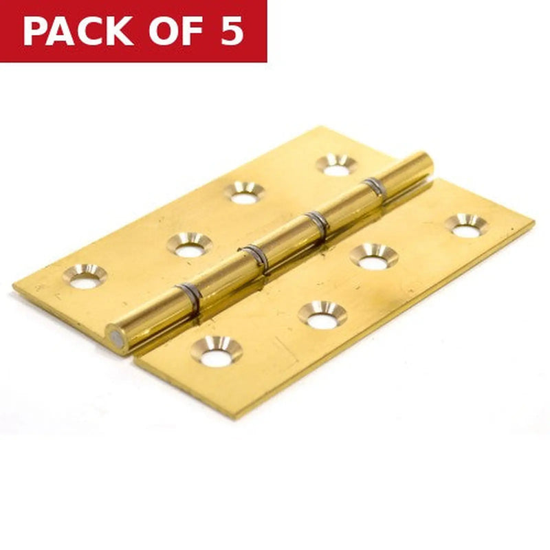 Centurion Butt Hinges, Polished Brass, 102mm x 67mm - Pack of 5