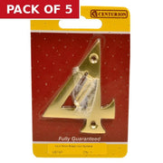 Centurion No.4 Solid Brass Door Numbers and Letters, 75mm - Pack of 5