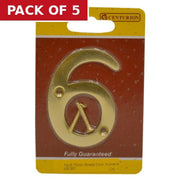 Centurion No.6 Solid Brass Door Numbers and Letters, 75mm - Pack of 5