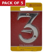 Centurion No.3 Chromed Door Numbers and Letters, 75mm - Pack of 5