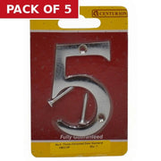 Centurion No.5 Chromed Door Numbers and Letters, 75mm - Pack of 5