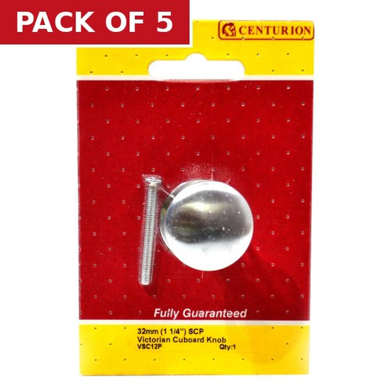 Centurion 32mm (1 1/4") SCP Victorian Cupboard Knob - Pack of 5