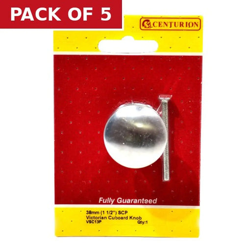 Centurion Victorian Cupboard Knobs, Satin Chrome Plated, 38mm Dia. - Pack of 5