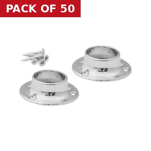 Centurion 19mm (3/4") Wardrobe Rod Sockets - Chrome Plated - Pack of 50
