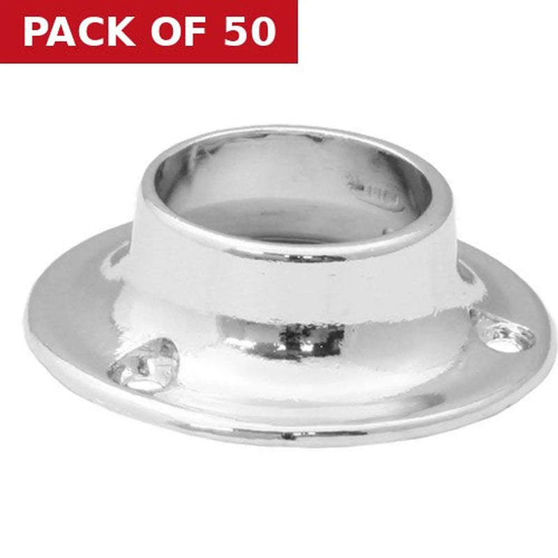 Centurion 25mm (1") Wardrobe Rod Sockets - Chrome Plated - Pack of 50