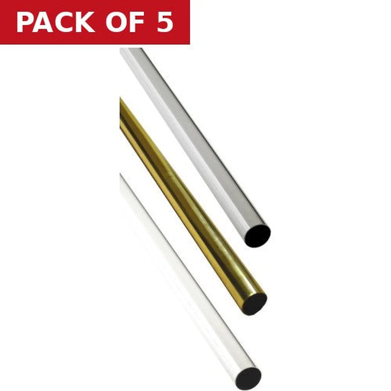 Centurion 19mm Wardrobe & Towel Rail - 900mm - Chrome Plated - Pack of 5