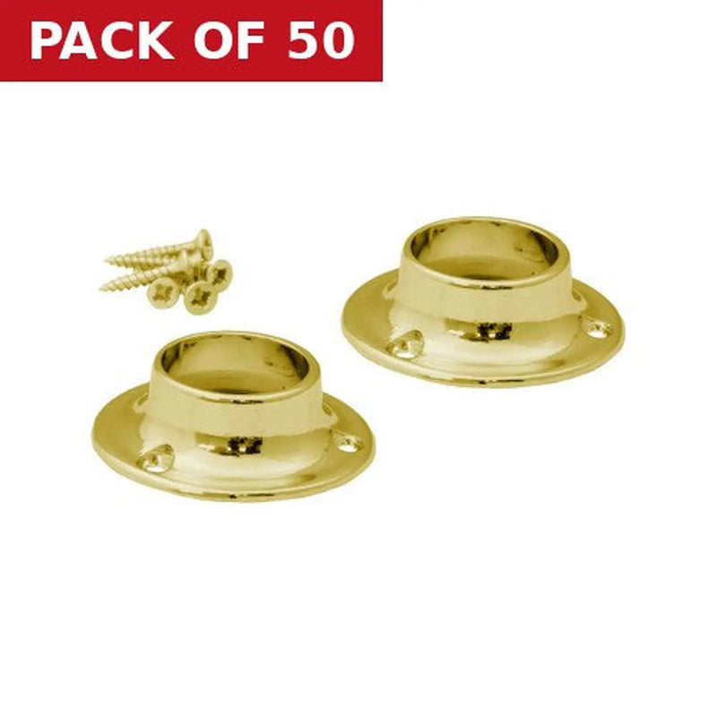 Centurion 19mm (3/4") Wardrobe Rod Sockets - Brass - Pack of 50