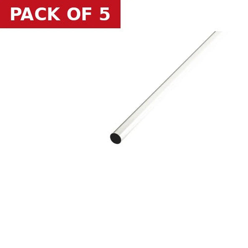 Centurion 19mm Wardrobe & Towel Rail - 900mm - White - Pack of 5