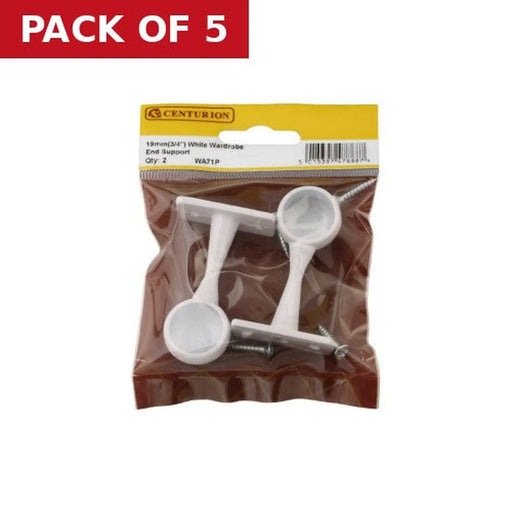 Centurion 19mm (3/4") Wardrobe End Supports - White -  Pack of 2 - Pack of 5