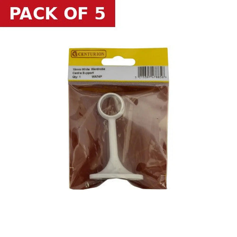 Centurion 19mm Wardrobe Centre Supports - White - Pack Qty 1 - Pack of 5