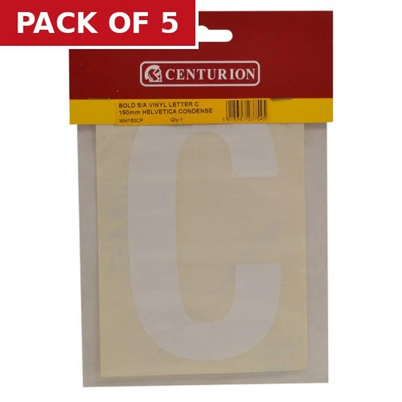 Centurion 150mm White Self Adhesive Vinyl Letter C - Pack of 5
