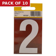 Centurion 75mm White Helvetica Bold Condensed Style Vinyl Number 2 - Pack of 10