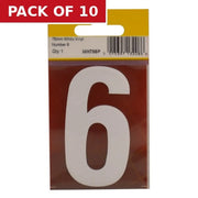 Centurion 75mm White Helvetica Bold Condensed Style Vinyl Number 6 - Pack of 10