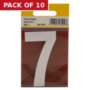 Centurion 75mm White Helvetica Bold Condensed Style Vinyl Number 7 - Pack of 10