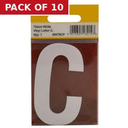Centurion 75mm White Helvetica Bold Condensed Style Vinyl Letter C - Pack of 10