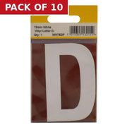 Centurion 75mm White Helvetica Bold Condensed Style Vinyl Letter D - Pack of 10