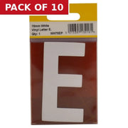 Centurion 75mm White Helvetica Bold Condensed Style Vinyl Letter E - Pack of 10