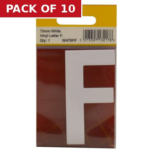 Centurion 75mm White Helvetica Bold Condensed Style Vinyl Letter F - Pack of 10