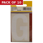 Centurion 75mm White Helvetica Bold Condensed Style Vinyl Letter G - Pack of 10