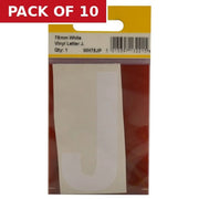Centurion 75mm White Helvetica Bold Condensed Style Vinyl Letter J - Pack of 10