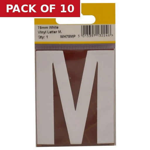 Centurion 75mm White Helvetica Bold Condensed Style Vinyl Letter M - Pack of 10
