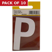 Centurion 75mm White Helvetica Bold Condensed Style Vinyl Letter P - Pack of 10
