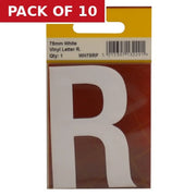 Centurion 75mm White Helvetica Bold Condensed Style Vinyl Letter R - Pack of 10