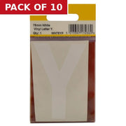 Centurion 75mm White Helvetica Bold Condensed Style Vinyl Letter Y - Pack of 10