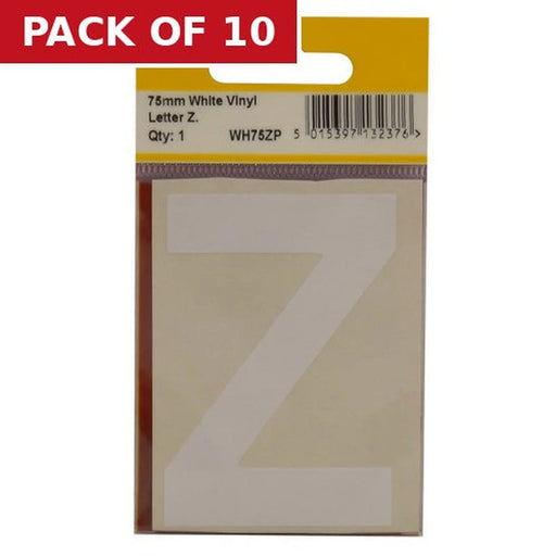Centurion 75mm White Helvetica Bold Condensed Style Vinyl Letter Z - Pack of 10