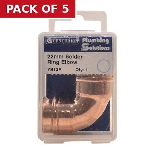 Centurion 22mm Solder Ring Copper Elbow - Pack of 5