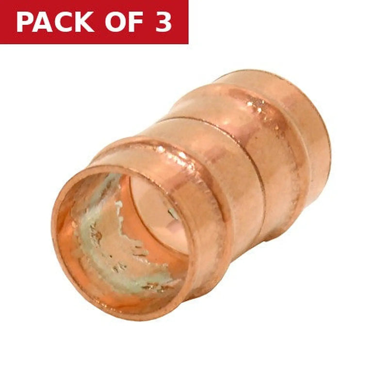 Centurion 15mm Solder Ring Copper Straight Coupling (Pack of 5) - Pack of 3