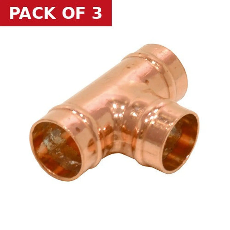 Centurion 15mm Solder Ring Copper Tee (Pack of 5) - Pack of 3