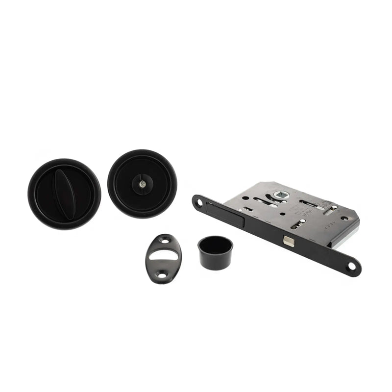 Atlantic AGB Sliding Door Bathroom Lock Set with Round Flush Handle