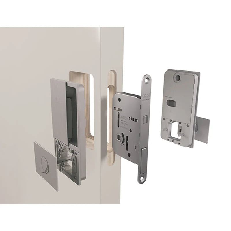 Atlantic AGB Wave Flush Pocket Door Handle & Bathroom Lock Set