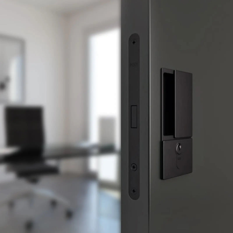 Atlantic AGB Wave Flush Pocket Door Handle & Euro Profile Lock Set