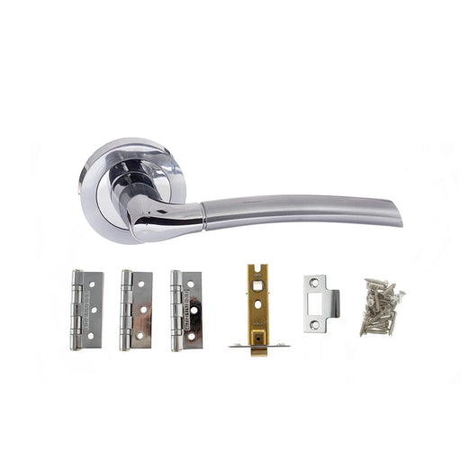 Atlantic Swell Door Pack Bundle (2.5" Latch, 3"x2" Hingesx3) - Satin Chrome/Polished Chrome