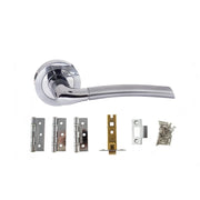 Atlantic Swell Door Pack Bundle (3" Latch + 3"x2" Hingesx3) - Satin Chrome/Polished Chrome