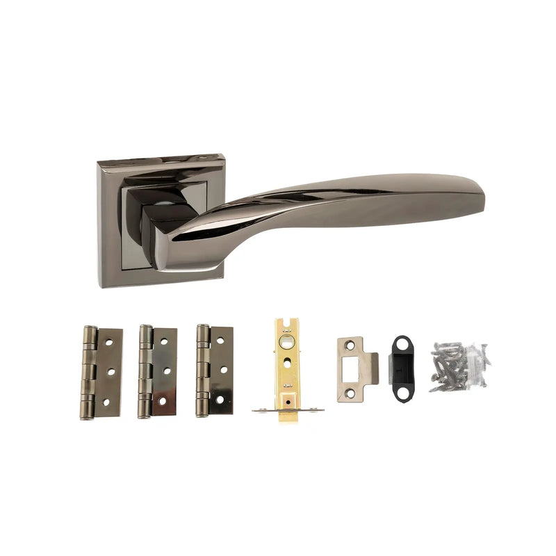 Atlantic Oklahoma Door Pack Bundle (3" Latch, 3"x2" Hingesx3) - Black Nickel