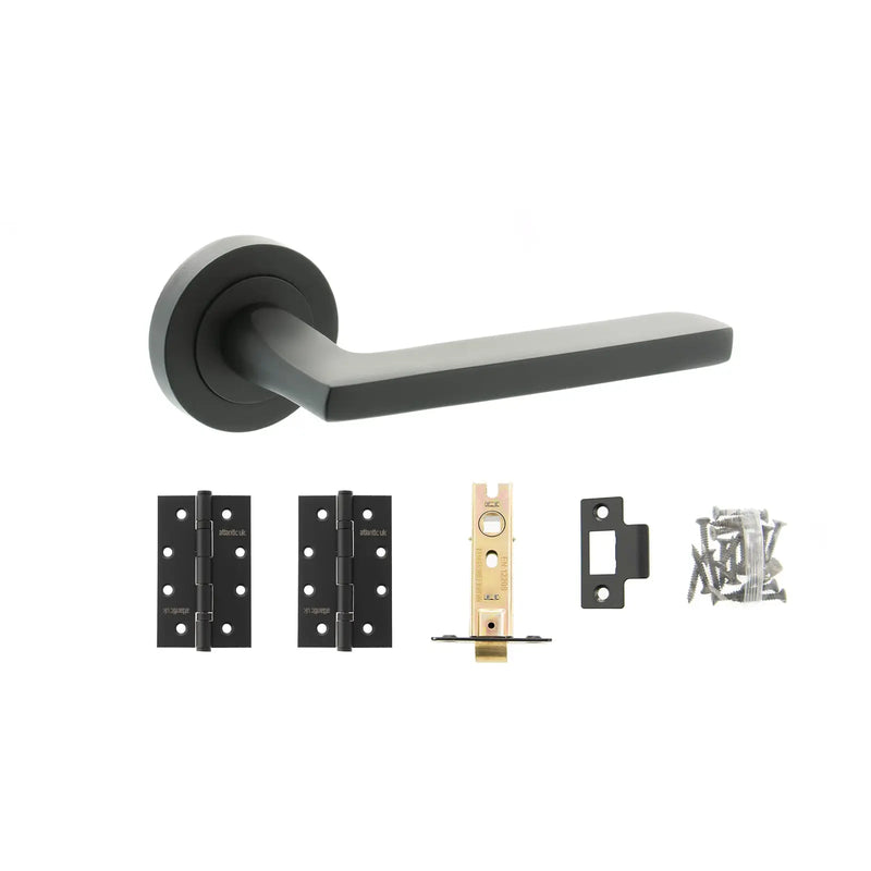 Atlantic Alaska Door Pack Bundle (3" Latch, 3"x2" Hingesx3) - Matt Black