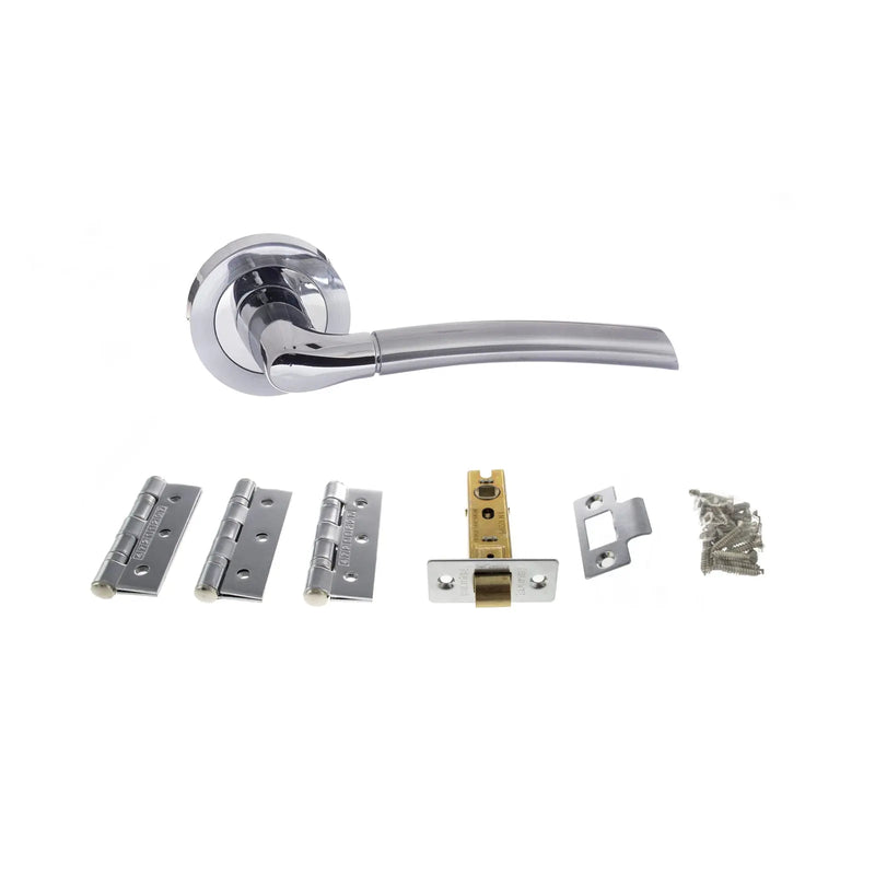 Atlantic Indiana Door Pack Bundle (2.5" Latch, 3"x2" Hingesx3) - Satin Chrome/Polished Chrome