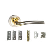 Atlantic Indiana Door Pack Bundle (2.5" Latch, 3"x2" Hingesx3) - Satin Nickel/Polished Brass