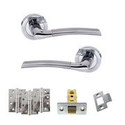 Atlantic Eco Swell Door Handle Pack (Latch Set - 2.5" CE Latch, 4" Fire Rated Hinges x3) - Satin Chrome/Polished Chrome